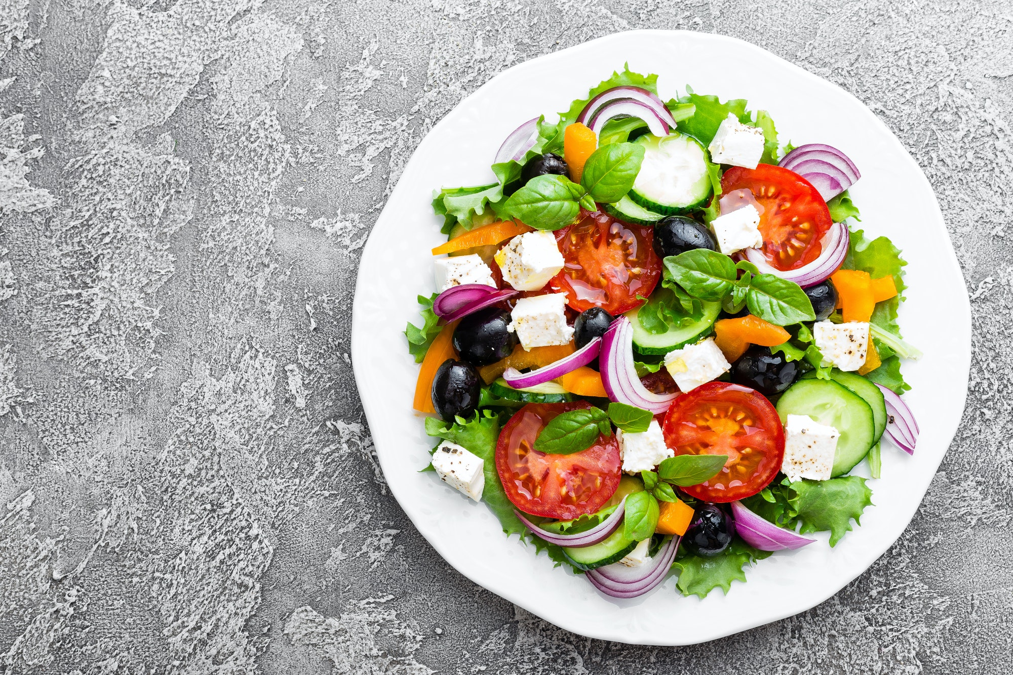 Greek salad. Fresh vegetable salad